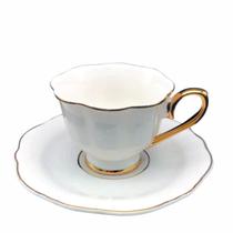 Xicara para Chá Charmant Porcelana New Bone Borda Dourada 240ml l'Hermitage