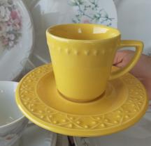 Xícara para chá com Pires da Oxford, 180 ml, cor amarelo