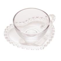 Xicara para Chá com Pires de Cristal de Chumbo Coração 170ml Lyor