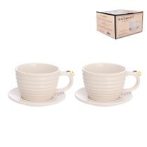Xicara para cha com pires de porcelana bee 230ml 2 pecas hauskraft