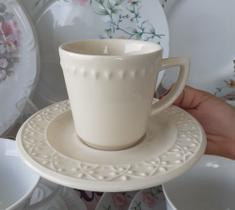 Xícara para chá com Pires em cerâmica da Oxford ,180 ml cor branco