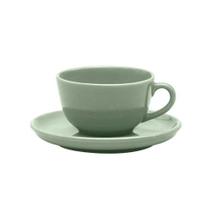 Xícara Para Chá Com Pires Em Cerâmica Flat Matcha 200ml Oxford Xícara Para Chá Com Pires Em Cerâmica Flat Matcha 200ml Oxford