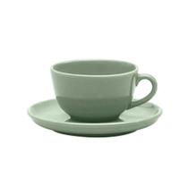 Xícara Para Chá Com Pires Em Cerâmica Flat Matcha 200ml Oxford Xícara Para Chá Com Pires Em Cerâmica Flat Matcha 200ml Oxford