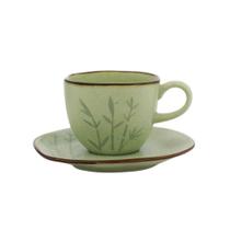 Xícara Para Chá Com Pires Em Porcelana Ryo Bambu 220ml Oxford