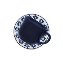 Xícara para Chá com Pires Margaridas em Cerâmica 200ml - Biona Xícara para Chá com Pires Margaridas em Cerâmica 200ml - Biona