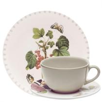 Xícara para Chá e Prato Sobremesa 12pç Off White Unni Garden Oxford