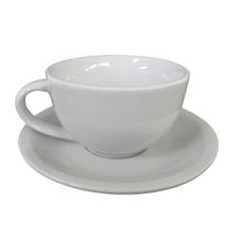 Xícara para Latte Art Cappuccino 200ml fundo oval Branca com Pires