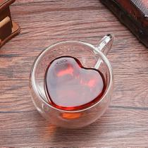 Xícara Parede Dupla de Coração Caneca de vidro borossilicato 80ml café chá Xícara Parede Dupla de Coração Caneca de vidro borossilicato 80ml café chá