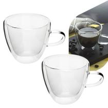 Xícara parede dupla de vidro café 120ml 2 Peças