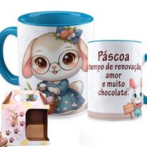 Xícara Páscoa Caneca Coelho Porcelana Personalizada com Frases Infantil 325ml