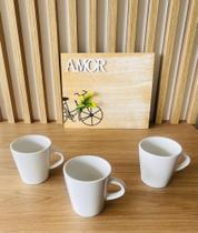 Xicara Porcelana 120ml Café Chá Canecas Branca Kit com 3 Peças Xicara Porcelana 120ml Café Chá Canecas Branca Kit com 3 Peças