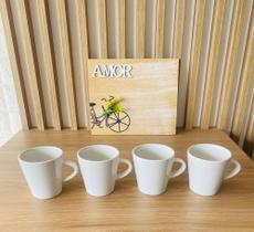 Xicara Porcelana 120ml Café Chá Canecas Branca Kit com 4 Peças