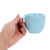 Xícara Porcelana De Chá Lisa Azul 170 Ml No Atacado - FMSP