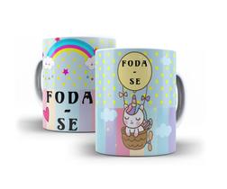 Xicara Porcelana Unicórnio Frase Engraçada + Caixinha