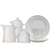 Xícara, Prato, Bule, Leiteira e Açucareiro Cottage 21pç Porcelana Branca Germer Xícara, Prato, Bule, Leiteira e Açucareiro Cottage 21pç Porcelana Branca Germer