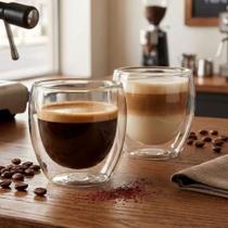 Xicara Vidro Parede Dupla 80ml Kit 2pcs