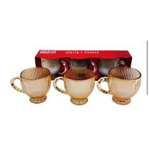 Xícaras Âmbar Em Vidro Dourada Para Chá E Café Xícaras Âmbar Em Vidro Dourada Para Chá E Café