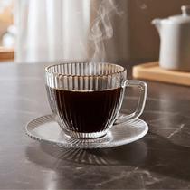 Xicaras Café Borda Dourada Vidro Canelado Graffiato 6pçs Xicaras Café Borda Dourada Vidro Canelado Graffiato 6pçs