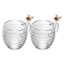 Xícaras Chá 2 Peças Vidro Parede Dupla 180Ml Bee Lovely Xícaras Chá 2 Peças Vidro Parede Dupla 180Ml Bee Lovely