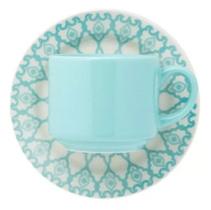 Xícaras Chá C/ Pires 200ml Donna Azul Ceu Oxford Porcelana