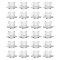Xícaras Chá e Café Vidro 220mL Transparente C/ Pires - 24un