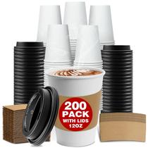Xícaras de café Conjunto de papel descartável Charmount 350ml com tampas