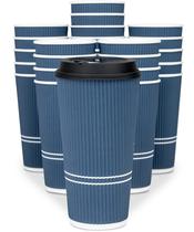 Xícaras de café Glowcoast To Go de 650 ml com tampas, pacote com 50 unidades, azuis Xícaras de café Glowcoast To Go de 650 ml com tampas, pacote com 50 unidades, azuis