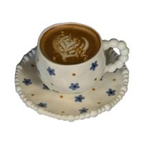 Xícaras e pratos de café de cerâmica artesanais florais de andorinha retrô francesa - others