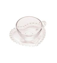 Xícaras para Chá com Pires de Cristal Coração 170ml - Lyor Xícaras para Chá com Pires de Cristal Coração 170ml - Lyor