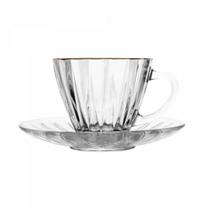 Xicaras para cha cristal com pires radial 180ml lyor Xicaras para cha cristal com pires radial 180ml lyor