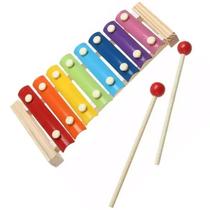 Xilofone 8 notas instrumento musical brinquedo educativo para crianças com 2 paletas
