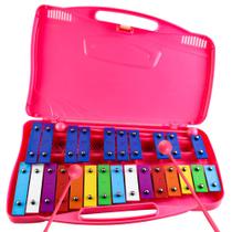 Xilofone Eavnbaek Xilofone 25 Notes Glockenspiel para crianças rosa