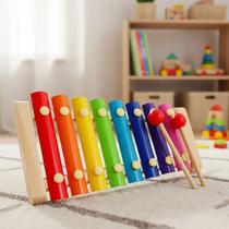 Xilofone Infantil Colorido 8 Notas com Baquetas em Madeira Brinquedo Musical Educativo Xilofone Infantil Colorido 8 Notas com Baquetas em Madeira Brinquedo Musical Educativo