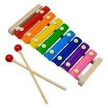 Xilofone Infantil Colorido 8 Notas com Baquetas em Madeira Brinquedo Musical Educativo