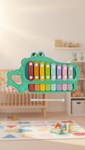 Xilofone Infantil Musical Jacaré 8 Teclas Coloridas Xilofone Infantil Musical Jacaré 8 Teclas Coloridas