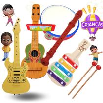 Xilofone Instrumento Musical Kit 6 Brinquedos Educativo Viola Infantil Gaita Pandeiro flauta