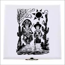 Xilogravura Lampião e Maria Bonita em azulejo