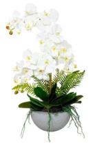 (XPLENDOR) Arranjo Grande De Orquideas Brancas Vaso Decorativo Flores Artificiais Orquidea