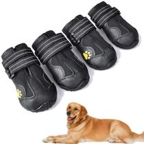 XSY&ampG Botas de cachorro, sapatos de cachorro impermeáveis, botas de cachorro com sola antiderrapante reflexiva e à prova de derrapagem, sapatos de cachorro ao ar livre para cães médios 4Ps