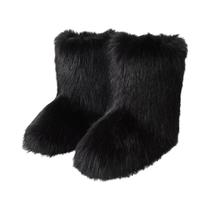 Y2K Botas fofas de cano médio inverno moda feminina botas de neve sapatos de algodão quente