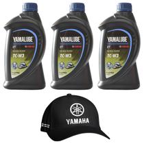 Yamalube TCW3 Óleo Premium Jet Ski e Motores de Popa 2 Tempos 1 Litro + Boné Kit C/3