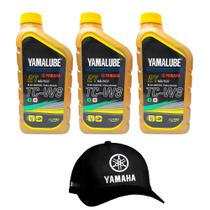 Yamalube TCW3 Óleo Premium Jet Ski e Motores de Popa 2 Tempos 1 Litro Boné Kit Com 3