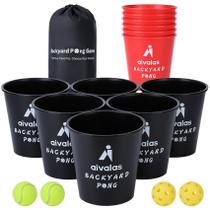 Yard Pong Game Aivalas Giant Set 12 baldes e bolas ao ar livre Yard Pong Game Aivalas Giant Set 12 baldes e bolas ao ar livre