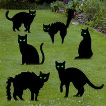 Yard Signs Attmu Black Cat Halloween com 12 estacas de metal x6 Yard Signs Attmu Black Cat Halloween com 12 estacas de metal x6