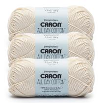 Yarn Caron All Day Cotton, pacote com 3 unidades, 158 ml, creme mercerizado Yarn Caron All Day Cotton, pacote com 3 unidades, 158 ml, creme mercerizado