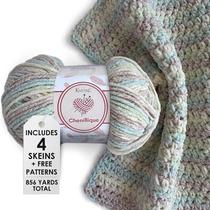 Yarn KnitPal Chenillique, pacote com 4, 856 jardas, 400 g, Soft Baby