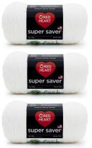 Yarn Red Heart Super Saver White 198g/333m, acrílico, pacote com 3