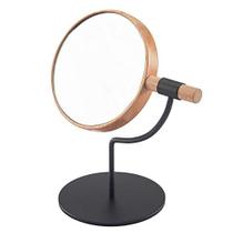YEAKE Espelho de mesa de mesa com suporte mental, 3x ampliação pequeno espelho de mesa de madeira, espelho de bancada de rotação de 360 para maquiagem (preto)
