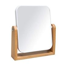YEAKE Vanity espelho de maquiagem com suporte de bambu natural, 8 polegadas 1X/3X ampliação de dupla face 360 graus espelho de aumento giratório, mesa de mesa portátil espelho de bancada espelho de barbear banheiro maquiagem espelho