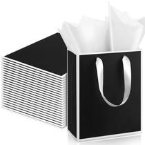 Yeaqee Paquete de 24 Bolsas de Regalo de Papel en Blanco y Negro 23x18x8 cm Yeaqee Paquete de 24 Bolsas de Regalo de Papel en Blanco y Negro 23x18x8 cm
